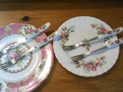 Buy 4 Cake Forks Compliment Royal Albert Lady Carlyle / Lavender Rose / Moss Rose UK • 8.99£