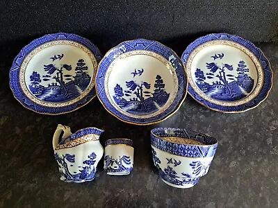 Buy Vintage Booths Real Old Willow Blue White Egg Cup Jug Bowl Plate Cup X6 • 14.99£