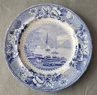 Buy Poultney & Allies Bristol St Vincent's Rocks Pearlware Dinner Plate 2 1825-30 • 30£