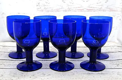Buy Cobalt Blue Glass Water Goblets LOT Of 7 Barware 10oz Iced Tea Wine Glasses • 32.63£