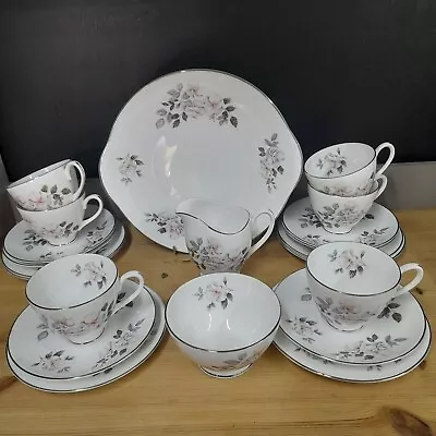 Buy Pretty Vintage Royal Adderley Silver Rose H1390 Bone China 21 Piece Tea Set VGC  • 41.99£