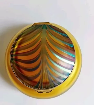 Buy Scarce Okra Golden Iridescent Glass Lidded Box Signed Richard P Golding • 69.99£