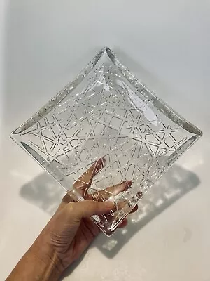 Buy Vintage Dartington Form/Function Clear Textured Square Art Glass Statement Bowl • 19.99£