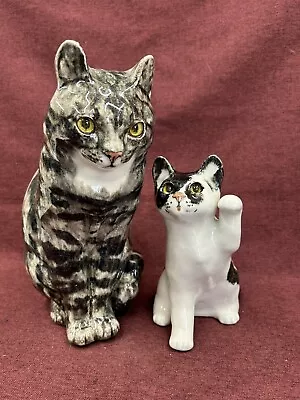 Buy Pair Vintage Winstanley Pottery Cats Tabby Size 5 Calico Size 3 • 34.99£