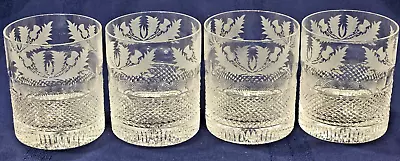 Buy Edinburgh Crystal Thistle Cut 12oz Double Old Fashion 3 3/4  Whiskey Glass Set 4 • 438£