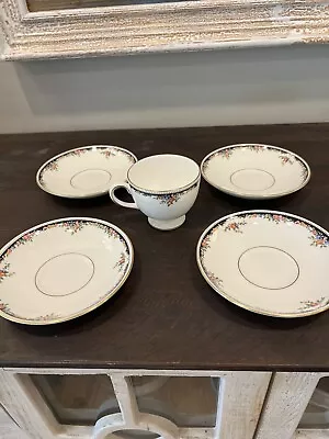 Buy 5 Pc Set Wedgwood Bone China England Osborne R4699 4 Saucers 1 Tea Coffee Cup • 41.93£