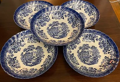 Buy Royal Wessex Tonquin Blue & White Large Pasta Soup Bowls Set Of 5 NEW  • 65.02£