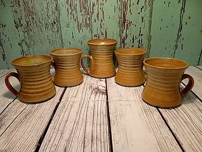 Buy Tregurnow Studio Pottery Cornish Cup Mug Set 4x 8cm & 1x 9cm Vintage 1970`s . • 55.60£