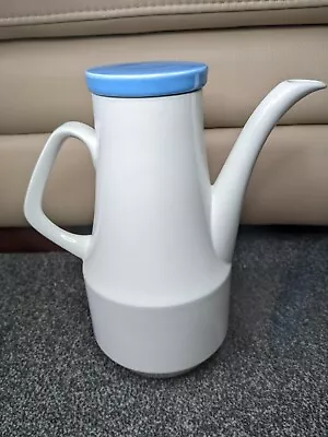 Buy Vintage Coffee Pot By Wood & Sons Alpine White With Blue Lid - 1970's • 14.99£