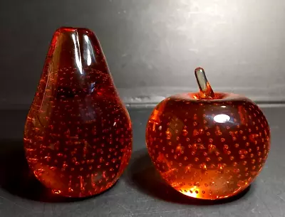 Buy Whitefriars Glass Ray Annenberg Amber Apple And A/F No Stalk Pear Circa 1980 • 60£