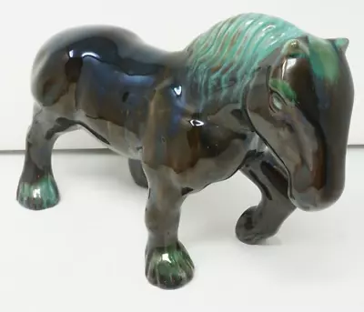 Buy Vintage Blue Mountain Pottery Clydesdale Horse Ceramic Large Blue Green Glaze • 140.03£