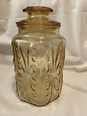 Buy Vintage 1970’s Amber Glass Jar W/Lid • 12.11£