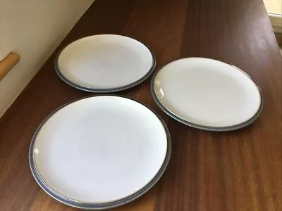 Buy 3x Salad / Side Plates - Denby Everyday Mushroom Grey Colour Stoneware 23cm Used • 10£