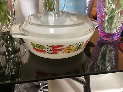 Buy Vintage JAJ Pyrex Glass Lidded Casserole Dish Harvest Vegetables 10  • 12£