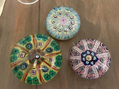 Buy Strathearn Vasart And Perthshire One Large Two Medium Millefiori Paperweights • 75£