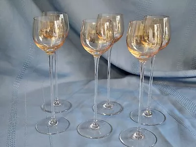 Buy VTG 6 Josef Riedel Small Tall Cordial Sherry Crystal Stemware Barware 1940 Amber • 102.51£