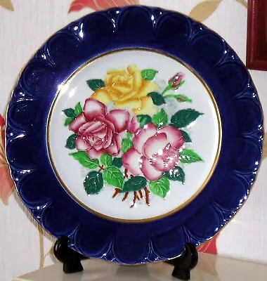 Buy Absolutely Stunning Embossed Roses Maling Plaque With Waved Edge Circa 1940's • 29.99£
