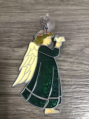 Buy Vintage Stained Glass Angel With Dove Sun Catcher Window Ornament • 11.65£