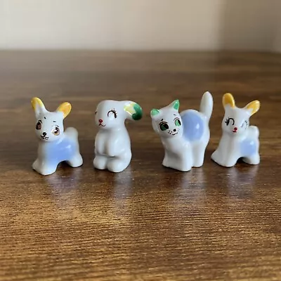 Buy 4 Vintage Wade White Minikins, Cat & Rabbits Bunny Figurines Whimsies • 17.99£