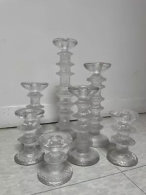 Buy Iittala Festivo Timo Sarpaneva Candle Sticks Set 7 Finland Glass 8,6,4,2,1 Rings • 293.56£