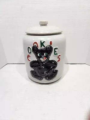 Buy Old Vintage 1930s Stoneware Cookie Jar With Black Bear And  Cookie  Image 9.5  • 49.38£