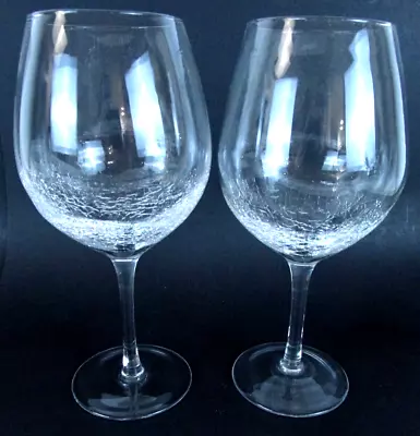 Buy Pier One Crackled Glass Wine Goblets Glasses ✨ 8.5  Tall, 16oz, Service For 2 • 48.44£