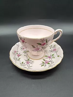 Buy Vintage Tuscan Cup Saucer Pink Bone China Floral England • 12.18£