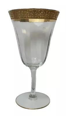 Buy Vintage Tiffin Minton Optic Ware Wine Glass, Clear, Crystal With Gold Band • 11.18£