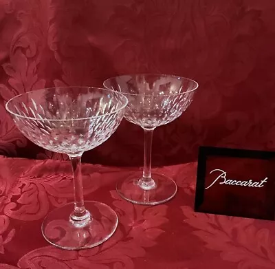 Buy FLAWLESS Exquisite BACCARAT France Pair PARIS Crystal MARTINI CHAMPAGNE Glasses • 232.98£