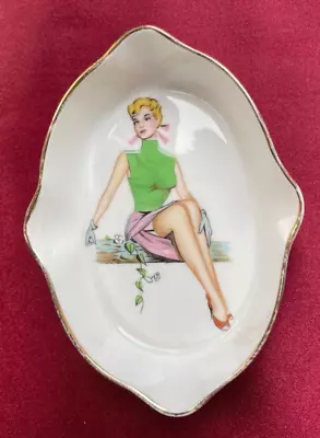 Buy Very Rare Vintage CALENDAR GIRL Bone China HM Sutherland Trinket Dish - Ashtray • 34.99£