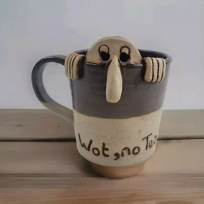 Buy Signed SB Art Pottery Coffee Tea Mug With Ugly Face Peeking Over Novelty  • 14.90£