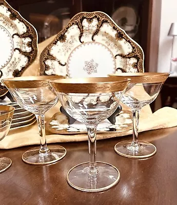 Buy Tiffin Gold Leaf Champagne Coupe Crystal 6 Available-5” • 11.18£