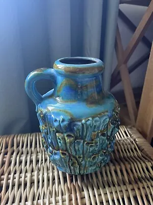 Buy Vintage West German Pottery Fat Vase Carstens Tonnieshof Blue Fossil 1970s Retro • 40£