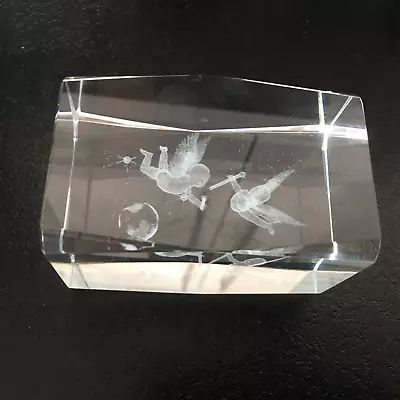 Buy Glass Paperweight Laser Art Etched Cherubs Crystal Clear Collectables • 6.99£