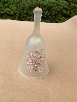 Buy Vintage ‘frosted’ Glass Hand-bell Decorated With Flowers Pattern • 2.50£