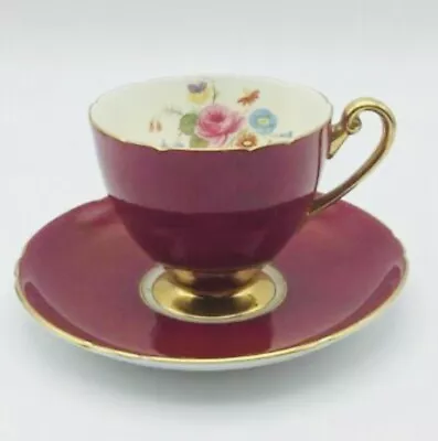 Buy Rare Shelley Tea Cup And Saucer - Deep Red - Pattern 13439 - VGC • 50£