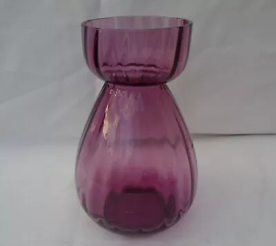Buy (1) Amethyst Hyacinth Bulb Vase Hand Blown Ribbed Glass 6  Vgc • 4.99£