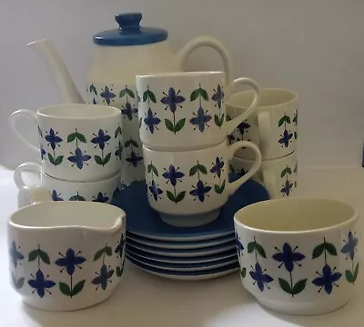 Buy Midwinter Roselle Vintage Coffee Set  6 Cups Saucers Milk Jug Sugar Bowl 15 Pc • 29.99£