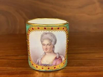 Buy Antique Sevres Style Jeweled Porcelain Portrait Cabinet Cup, Madame Du Barry • 368.77£