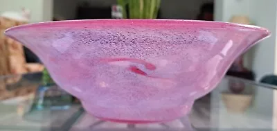 Buy 10¾  Very Large Vintage Hand Blown Vasart Pink Glass Swirl Pattern Bowl Vgc • 120£