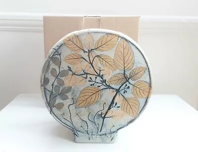 Buy Hand Made Pottery Round Vase Decorated With Flowers And Foliages By Moon Gallery • 45£