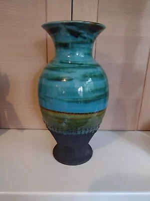 Buy Carstens Tonnieshof Turquoise Black & Green Fat Lava West German Pottery Vase • 40£