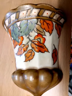 Buy Vintage Art Deco Crown Ducal Charlotte Rhead Floral Wall Pocket Vase • 55£