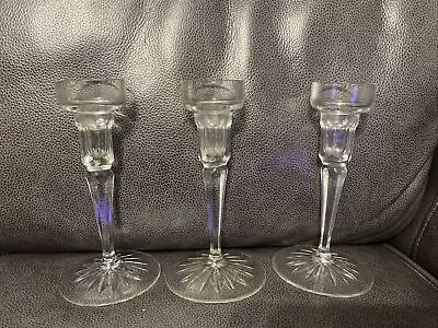 Buy 3 X Matching 6 Inch Glass Candlesticks - Vintage • 6.50£