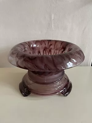 Buy Art Deco Pressed Glass Davidson Amethyst Purple Cloud Glass Bowl & Plinth 1930’s • 30£