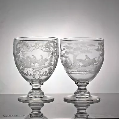 Buy Victorian, Pair Of Large Hunting Scene Engraved Mixing Rummers • 295£