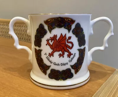Buy Fine Bone China 2 Handled Children’s Wales Cup With Red WELSH DRAGON Design VGC • 8£