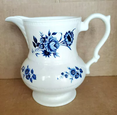 Buy Vintage Lord Nelson Pottery Pitcher Made In England Brilliant  Blue Floral Roses • 18.59£