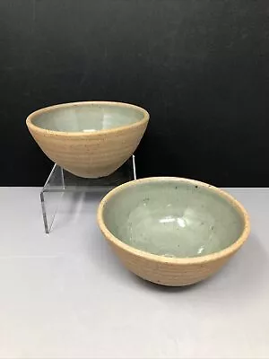 Buy 2 X Lowerdown Stoneware Small Bowls Ash Glaze Interior, Unglazed Exterior #1623 • 50£