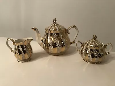 Buy Vintage Sadler Gold Swirl  Teapot Set • 20£